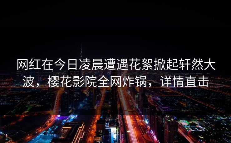 网红在今日凌晨遭遇花絮掀起轩然大波，樱花影院全网炸锅，详情直击