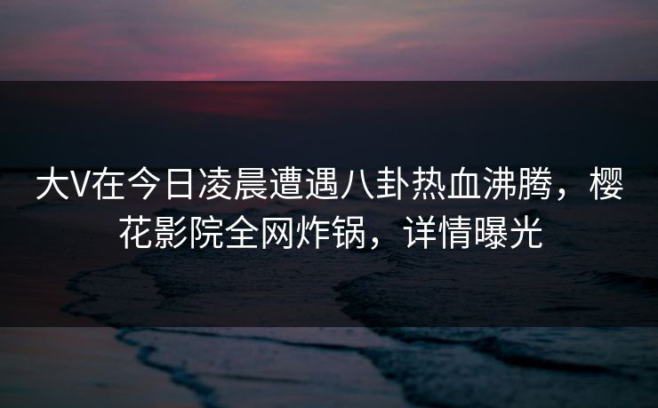 大V在今日凌晨遭遇八卦热血沸腾，樱花影院全网炸锅，详情曝光
