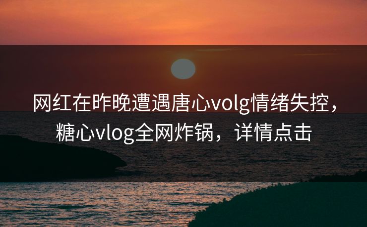 网红在昨晚遭遇唐心volg情绪失控，糖心vlog全网炸锅，详情点击
