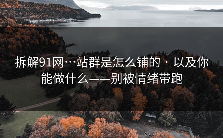拆解91网…站群是怎么铺的 · 以及你能做什么——别被情绪带跑
