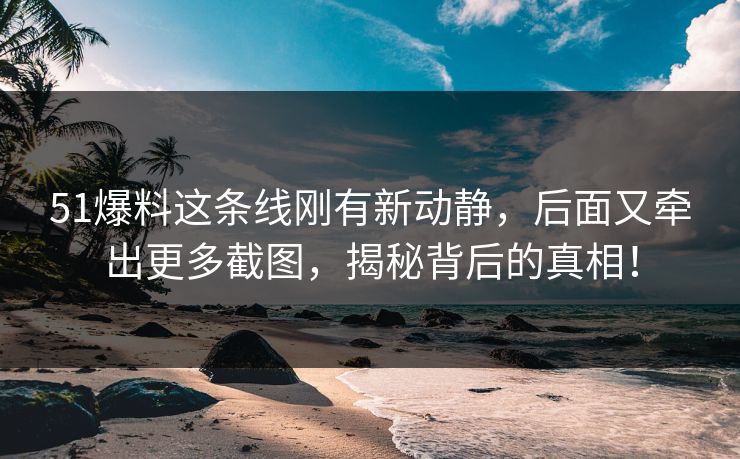 51爆料这条线刚有新动静，后面又牵出更多截图，揭秘背后的真相！